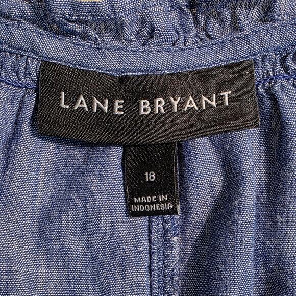 Lane Bryant Blue Denim Button Down Shirt Women’s Size 18 Tie Front - Picture 3 of 5